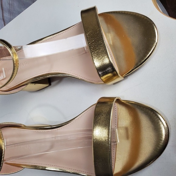 Justfab Noura Gold Tone Strappy Open Toe Block Shiny Heels Size 9.5 - Picture 4 of 8